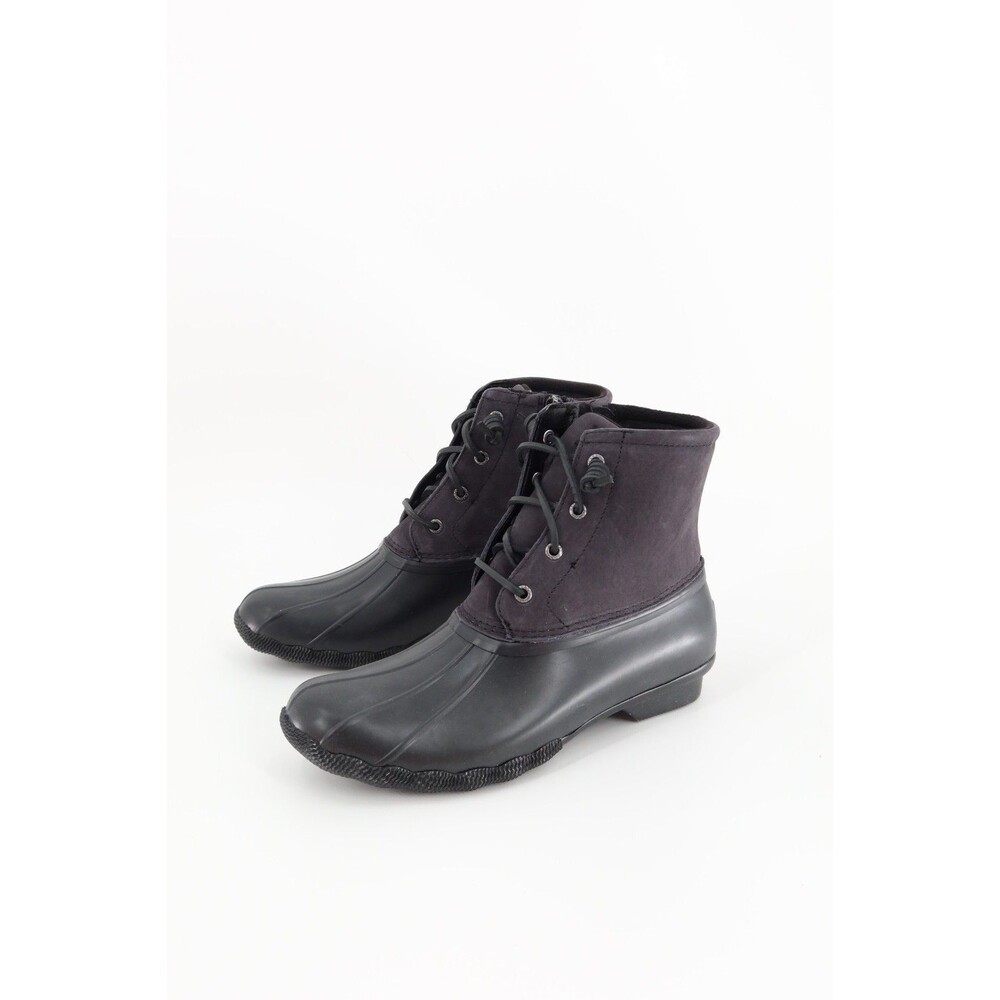 Sperry Women NIB 9.5 Black Saltwater Mainsail Leather Duck Boots STS88108